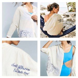 COPY - Allihop S Don’t Follow Me I’m Lost Oversized Button Up Blouse by Anthrop…